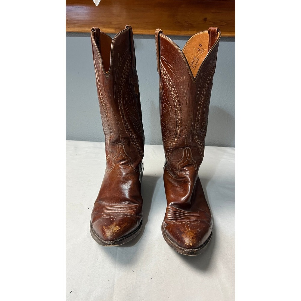 Lucchese L6616 Mens Brown Leather Western Cowboy Boots Size 9 D Made in USA